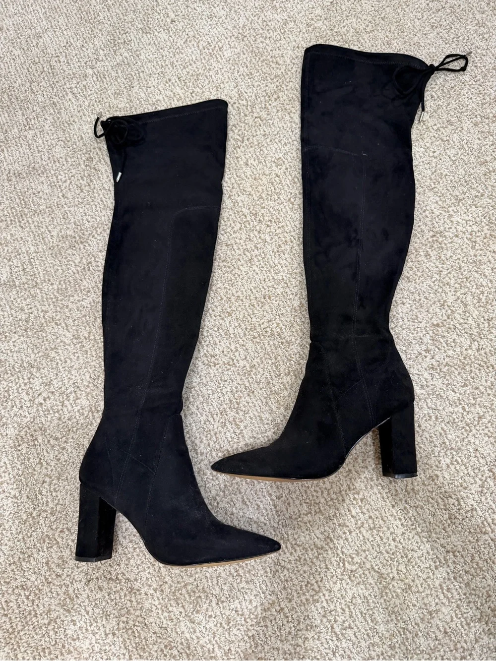 Marc Fisher Black Suede Over-the-Knee Block Heel Boots